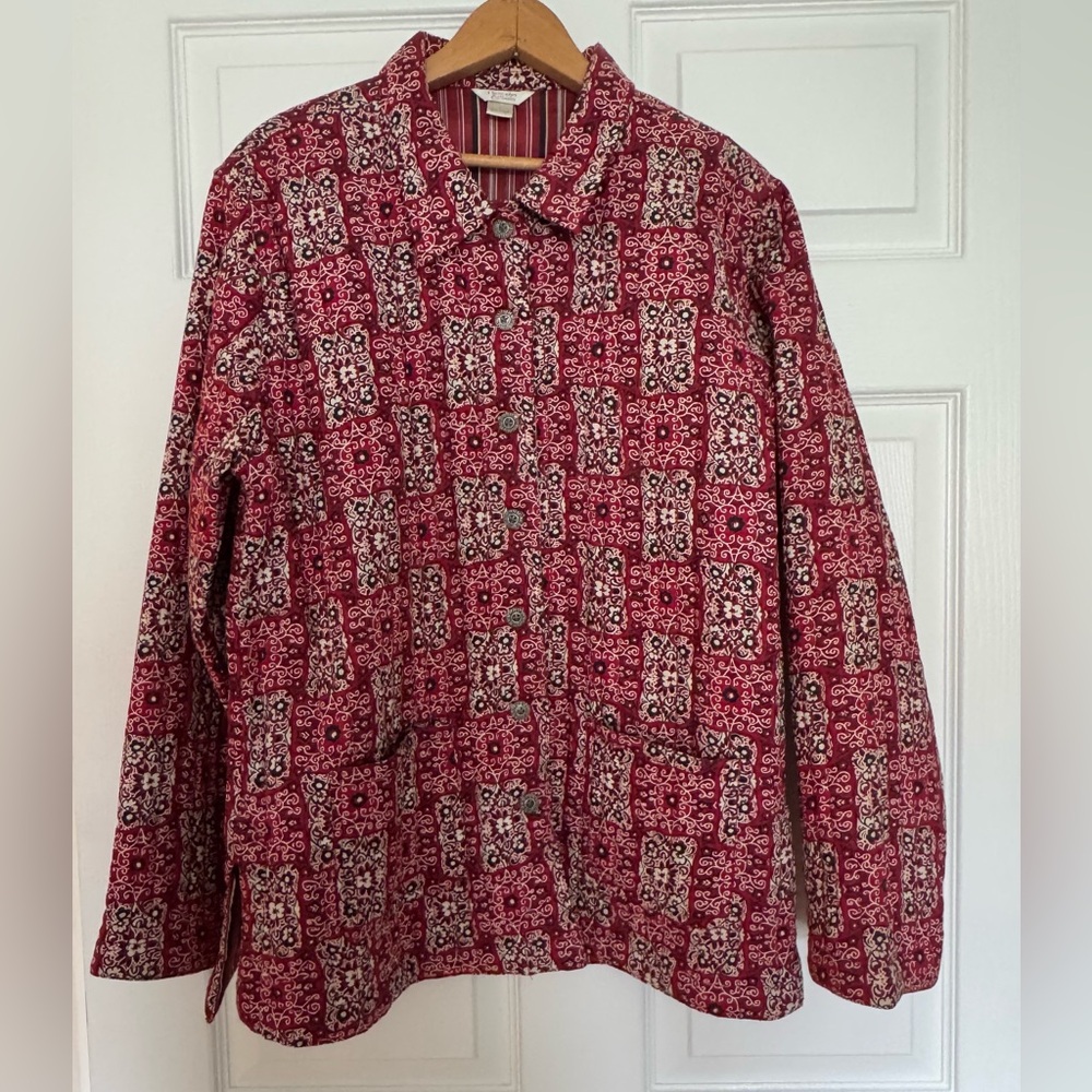 Christopher & Banks Quilted Bandana Red Print Jacket, Size Large